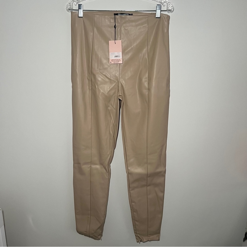 Missguided Faux Leather Split Hem Leggings Size 10